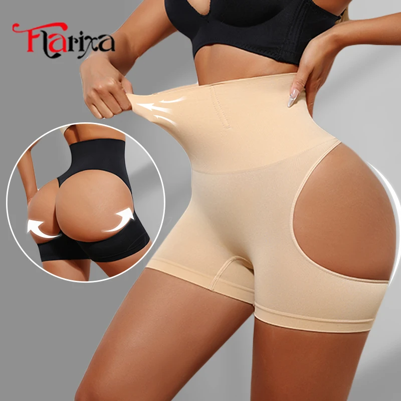 Flarixa levantador de glúteos, pantalones cortos moldeadores para mujer, bragas con Control de barriga de cintura alta, levantador de glúteos calado, moldeador de cuerpo transpirable