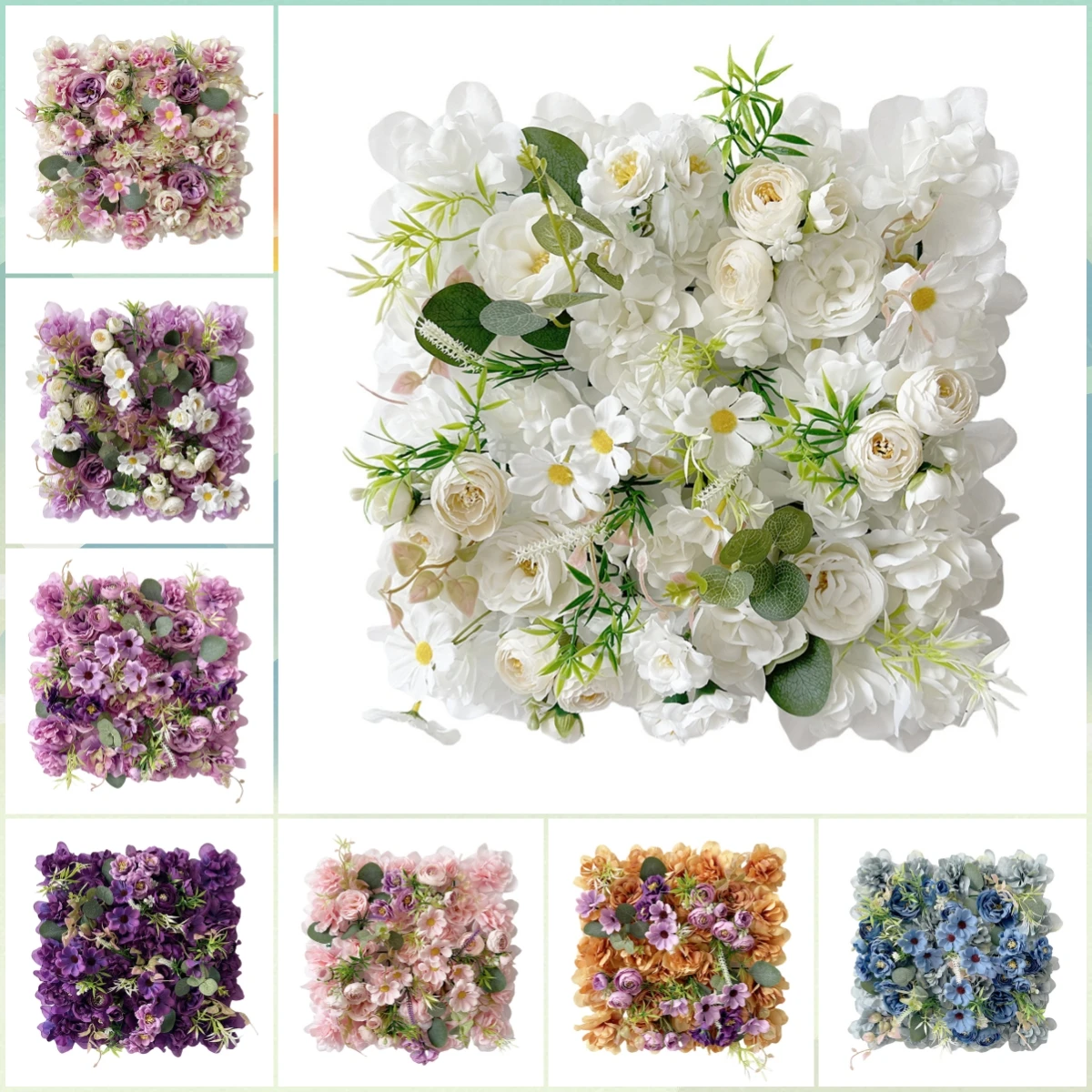 

Flower Wall Panel Backdrop 12PCS 30x30cm 3D Silk Rose Floral Wall Artificial Flower Panels for Wedding Party Home Photo Backdrop