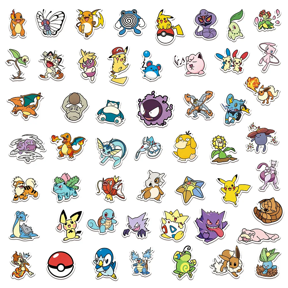 50 Stück Neue Pokémon Anime Aufkleber Ästhetische Scrapbooking-Sticker für Tassen, Laptops, Koffer, Mädchen-Dekorationen, Notizbuch-Graffiti-Spielzeug – Detail 6