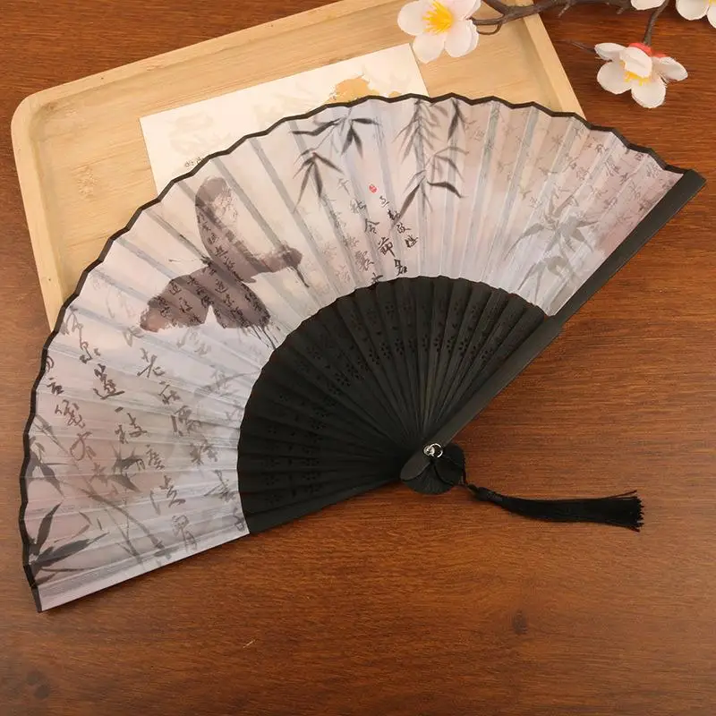 1 pièce Éventail manuel pliable en bois, style chinois, motifs de mariage et de costumes anciens, vente en gros