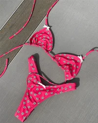 Flowers Printed Halter High Leg Cut Bikini Female Swimsuit Women Swimwear Two-pieces Bikini set Bather Bathing Suit Swim