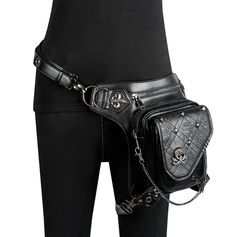 Steampunk Waist Leg Bag Women Men Victorian Style Leather Crossbody Bag Motorcycle Thigh Hip Belt Pack Messenger Shoulder Bags