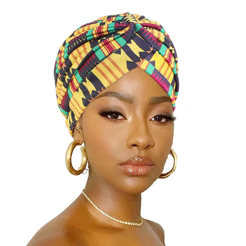 Scarf Headwraps for Women Headwrap Sleep Caps Women National Wind Chemotherapy Hat Elastic Cross Headband  Floral Print Turban