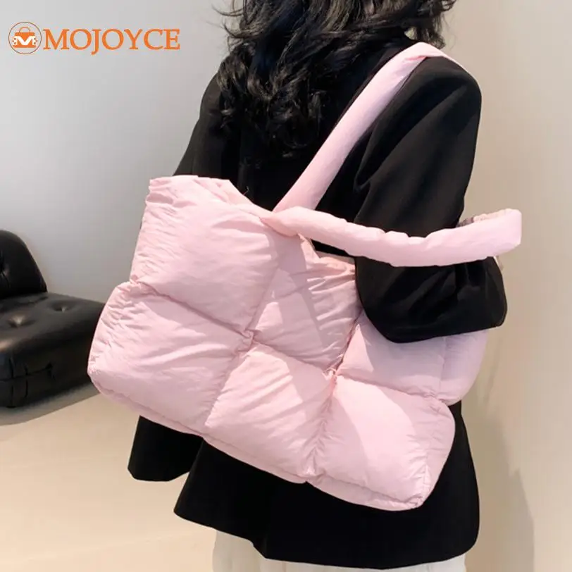 

Quilted Cotton Handbag Fashion Puffer Bag Large Capacity Ladies Down Underarm Bag High Quality Shoulder Bag Women Solid Tote Bag