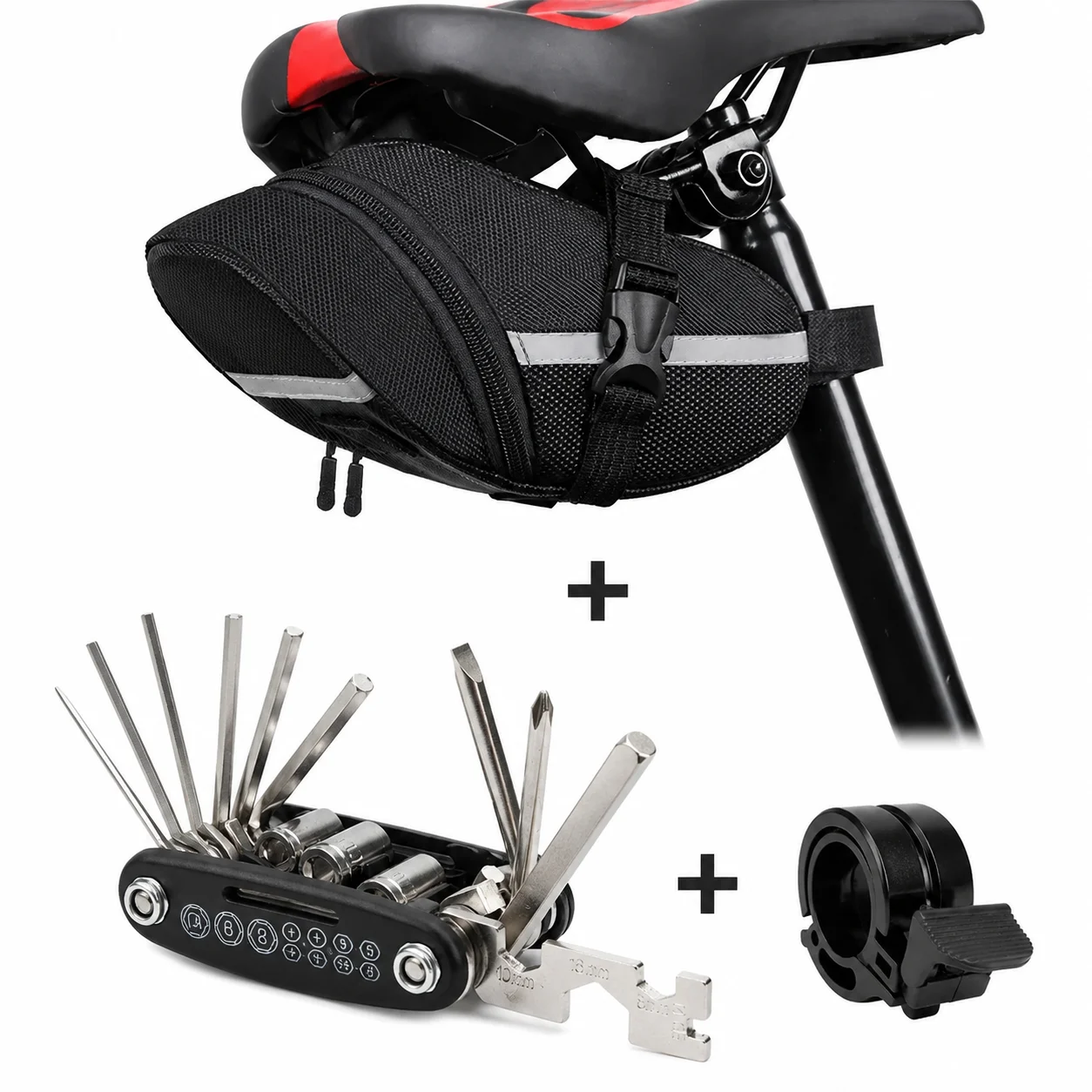 3‑in‑1 Saddle Bag Set Cycling Fixture Tools Mountain Quick Release Tail Bag Road Bike Cushion Saddle Bicycle Bag Cycling Bag