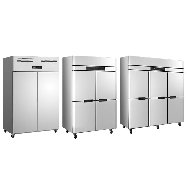 6 Door Refrigerator Factory Price Dual Temp Commercial Vegetable Upright Fridge Stainless Steel Digital Display Durability Glass
