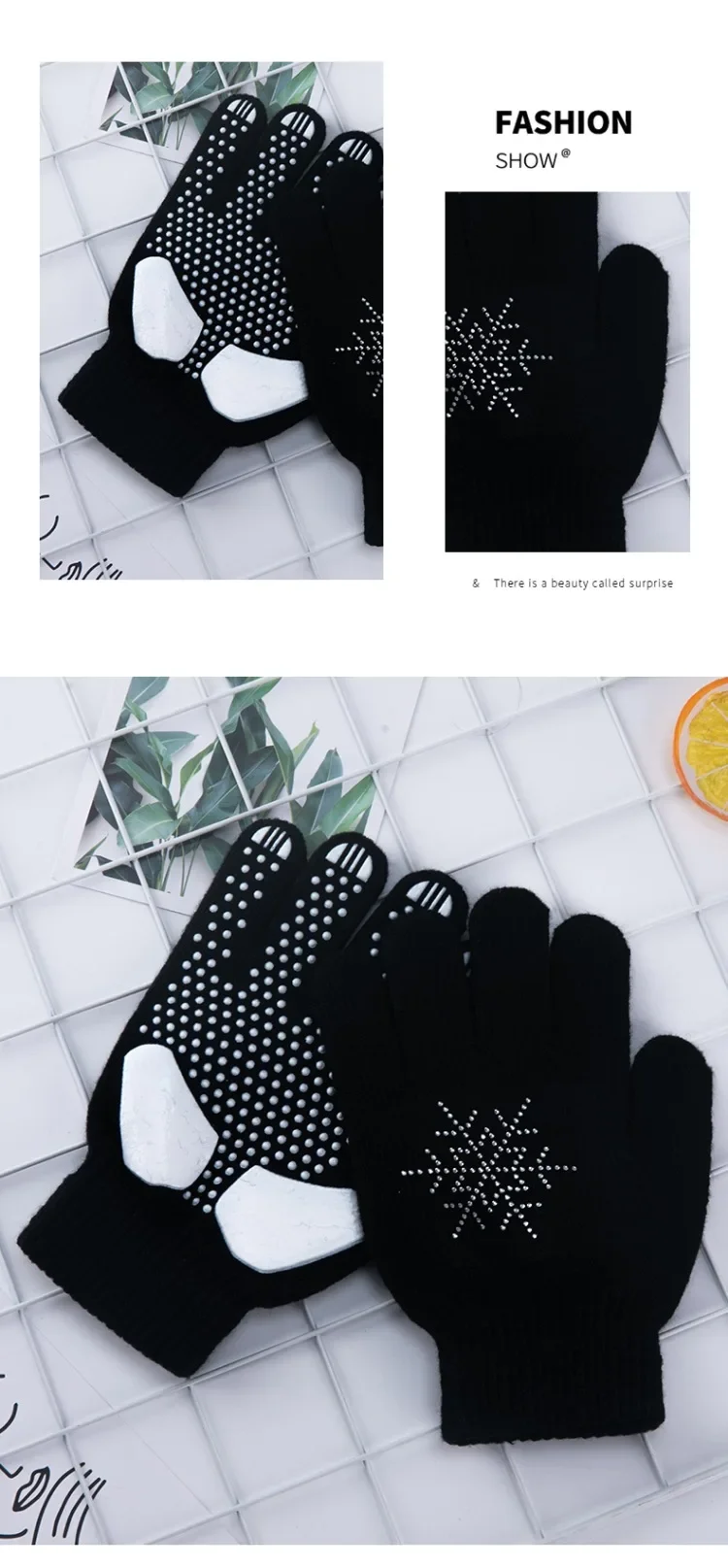 Ice Skating Gloves Antiskid  Children Men and Women Adults Thickened Figure Skating Waterproof Thickened Knitting Snow Gloves