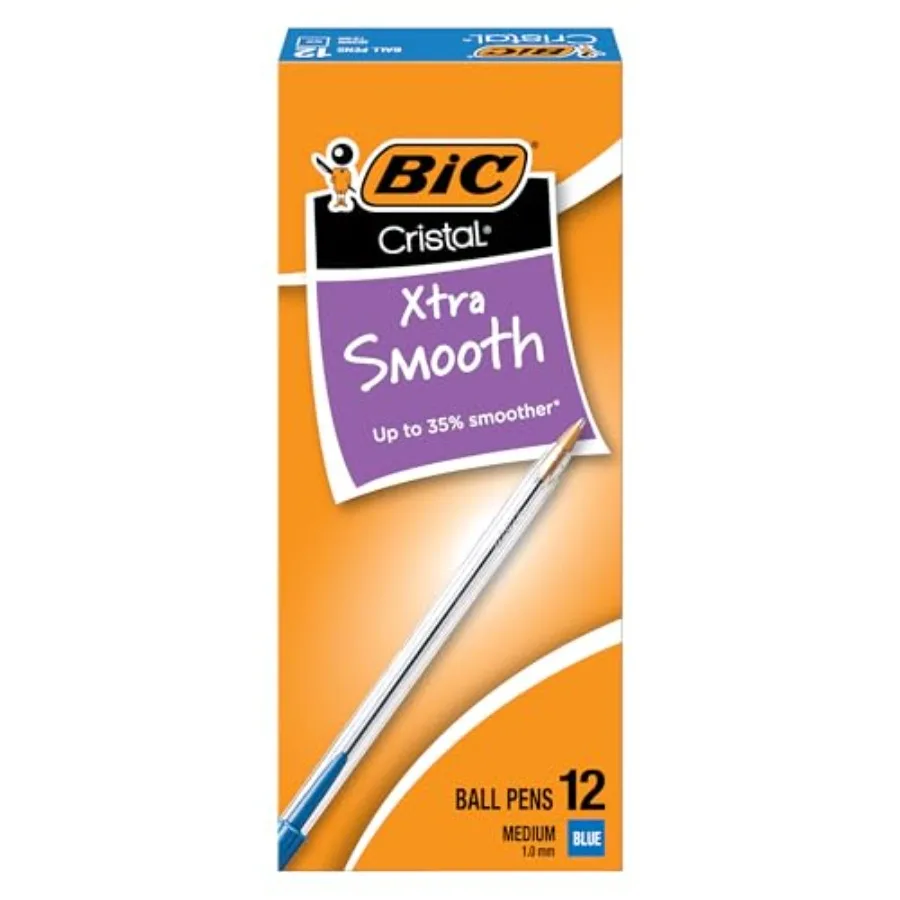 

Cristal Xtra Smooth Blue Ballpoint Pens, Medium Point 1.0mm,Pack, Extra Smooth and Reliable Ballpoint Pens
