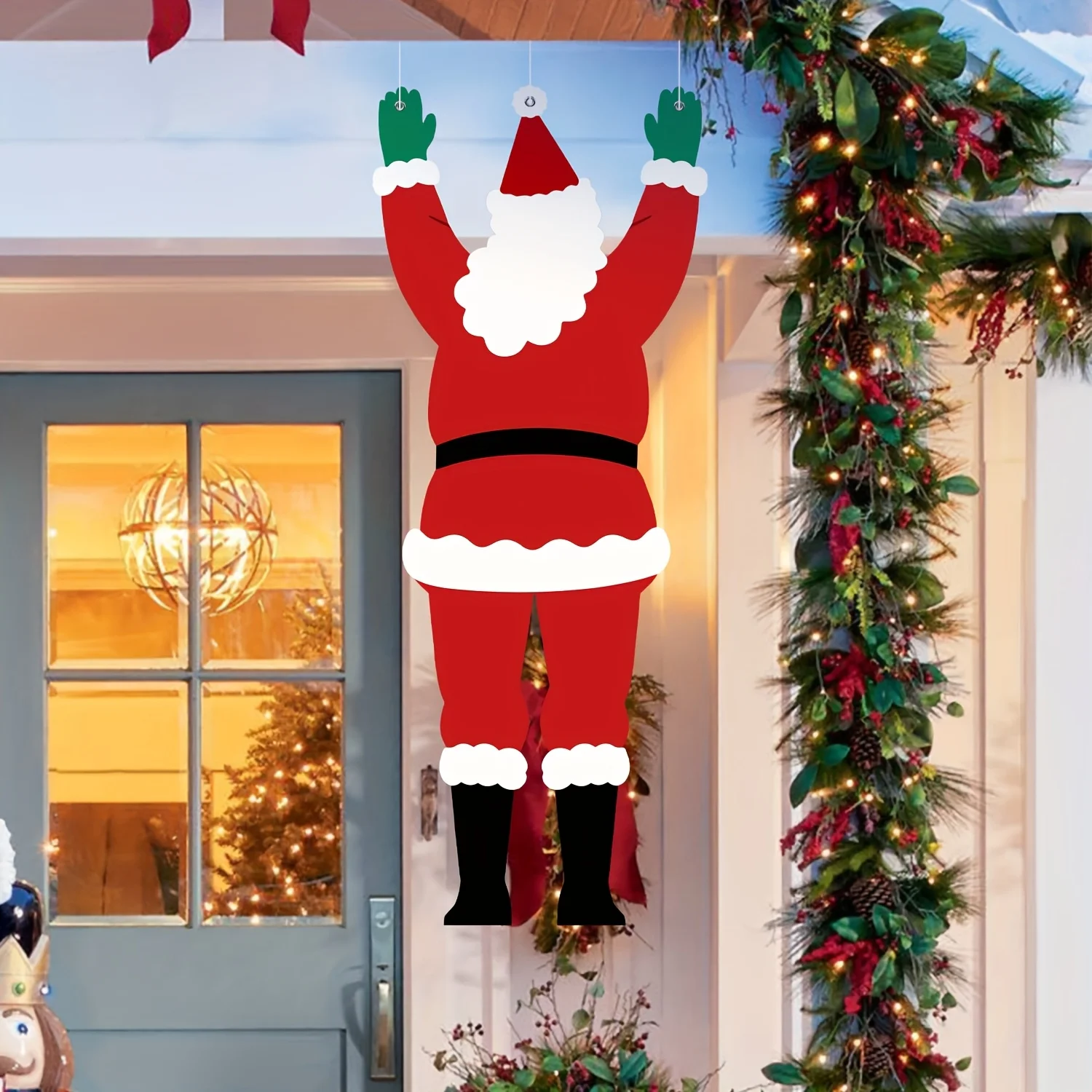 1pc Santa Claus Klettern Wand Hängen Dekoration Weihnachten Outdoor Ornament Festliche Party Dekoration Polyester Hängen Tuch