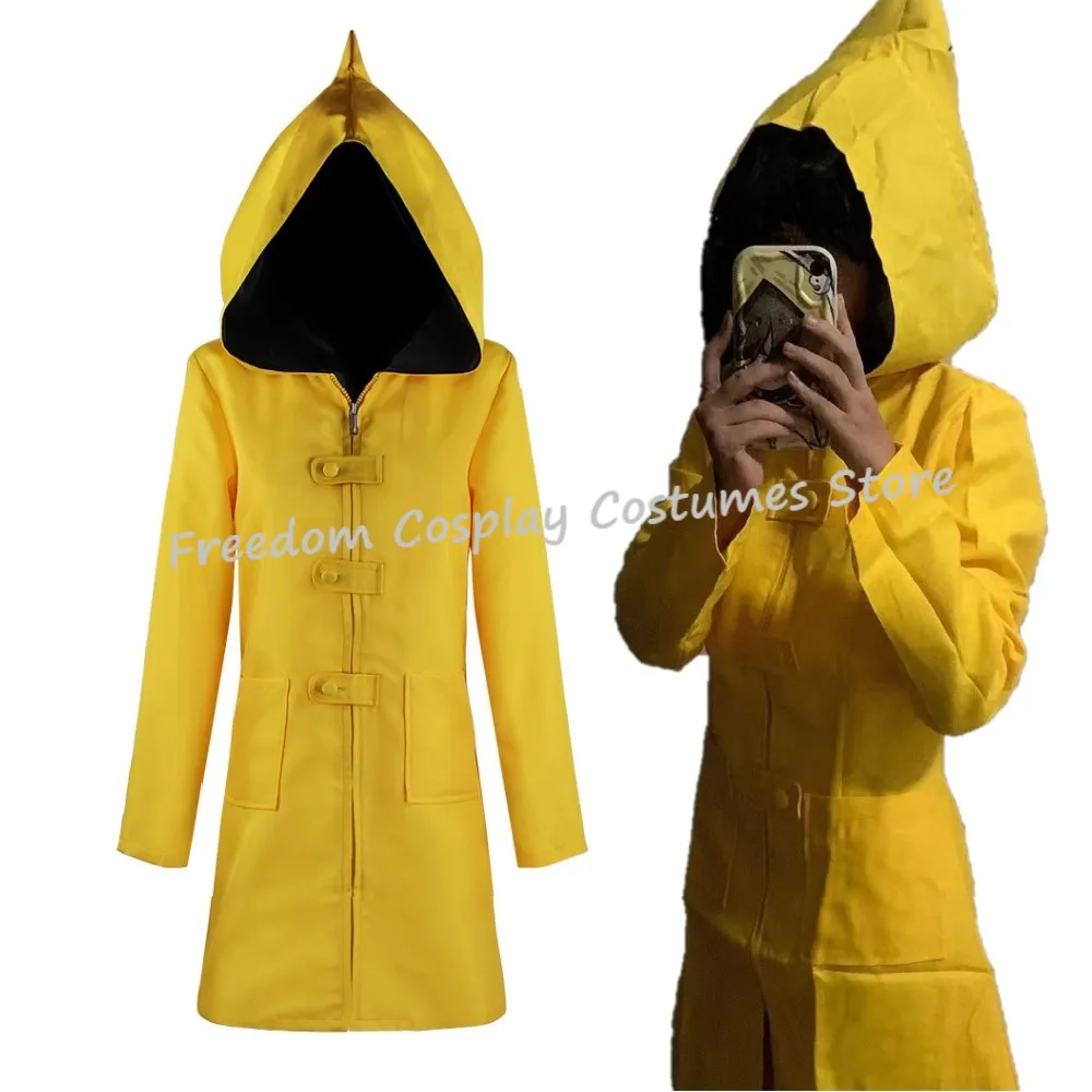 Disfraz de Anime Game Little Nightmares 2 Six, disfraz de Cosplay, abrigo amarillo, uniforme, traje de fiesta de Halloween para hombres y mujeres