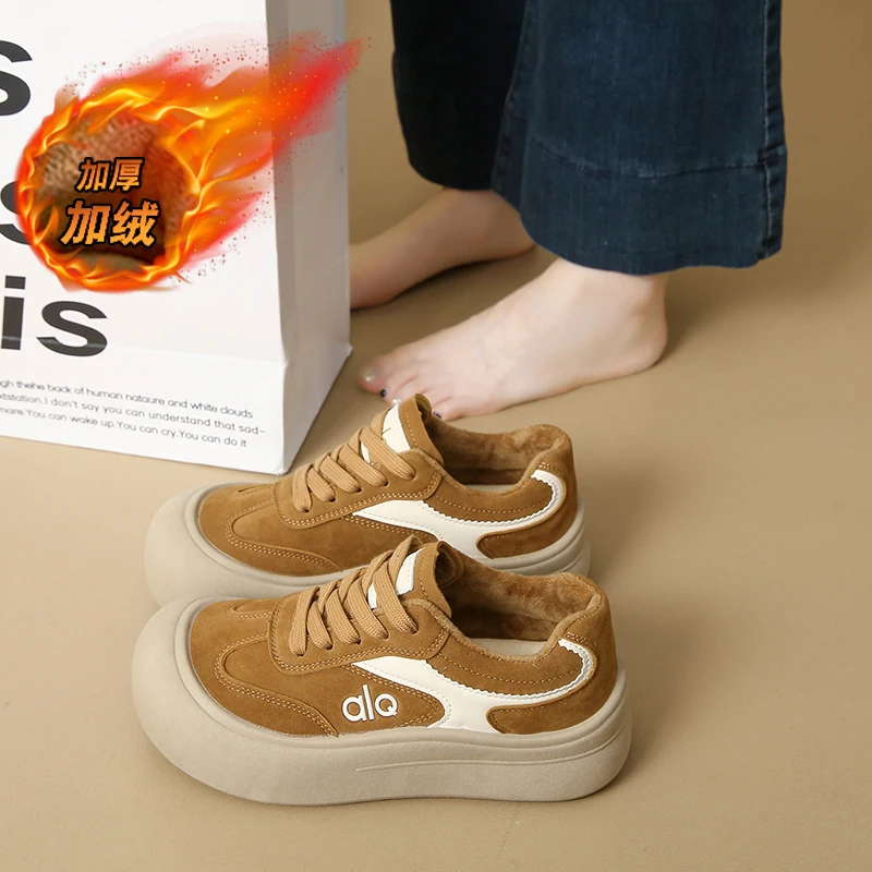 

CRLAYDK женские низкие кроссовки на меховой подкладке зимние сохраняющие тепло скейтборд повседневная модная обувь уличная прогулочная теннисная обувь для женщин