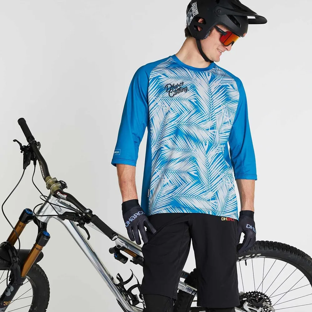 Mens 3/4 Sleeve Jersey MTB Sweatshirt Quick Drying Fabric Summer Motorcycle Locomotive Cycling T-Shirt Suitable Race Clothing