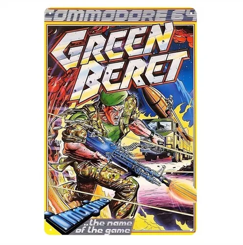 Placa de Metal Decorativa Green Beret Commodore Amiga - Jogo Retrô de Videogame