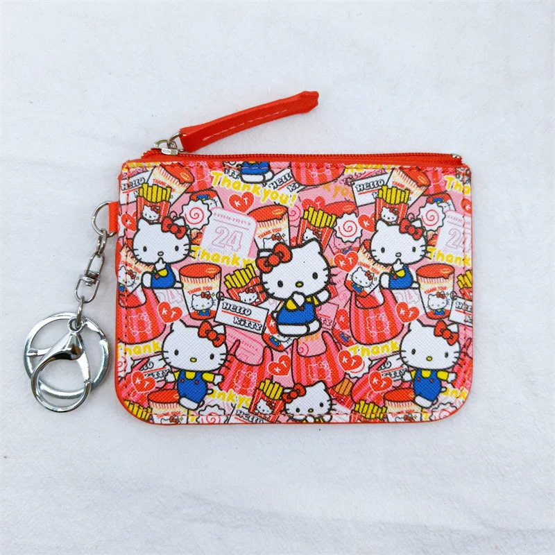 

Hello Kitty Card Bag Cartoon Kawaii Women Accessories Campus Card ID with Keychain Backpack Decoration Cute Girl Gift Wholesale