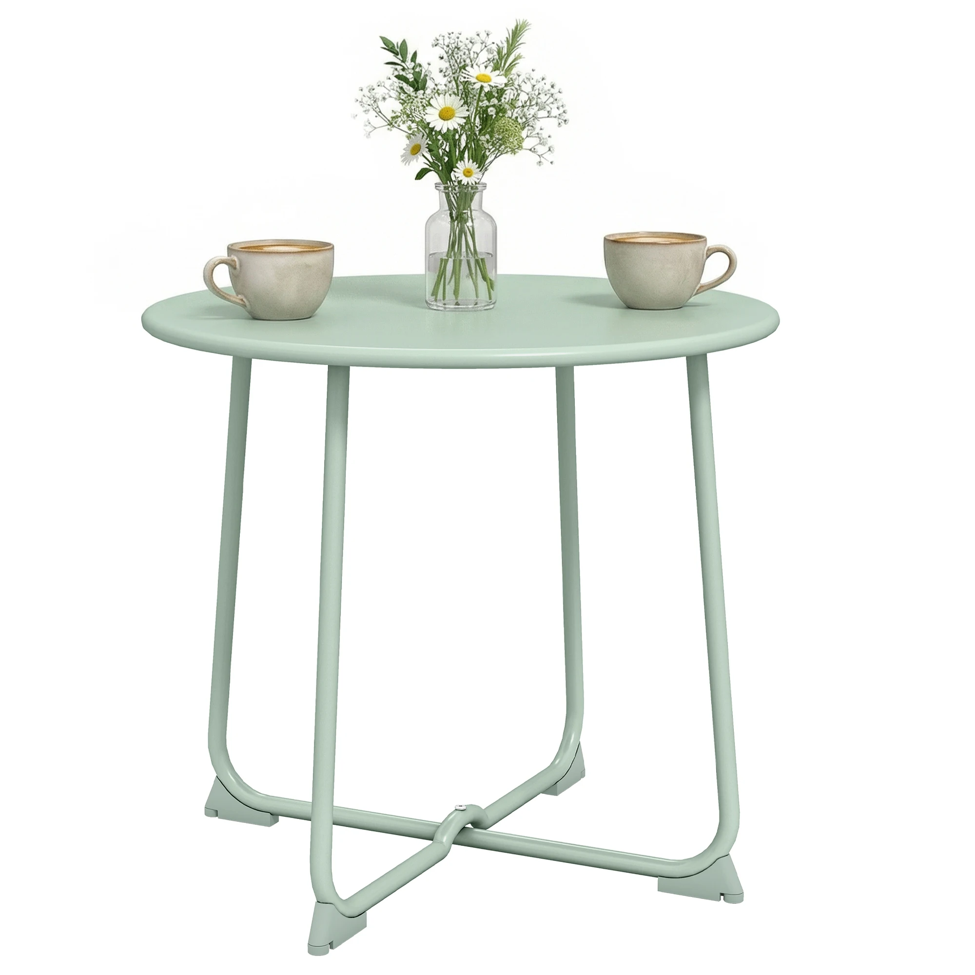 Mesa Baja De Exterior Para 2 Personas, Mesa De Jardín Redonda Con Base X Y Estructura Metálica, Ø 50 X Cm Verde Oscuro — -66%, 96.66€ Coupon, from 49.80€ – 66% descuento – €49.80