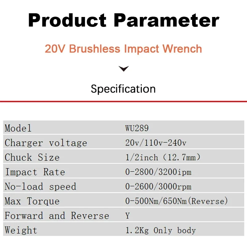 Worx WU289 Wireless Impact Wrench Rechargeable Brushless 20v 500Nm 3000rpm 3200ipm Auto Stop Universal Green and Kress Battery