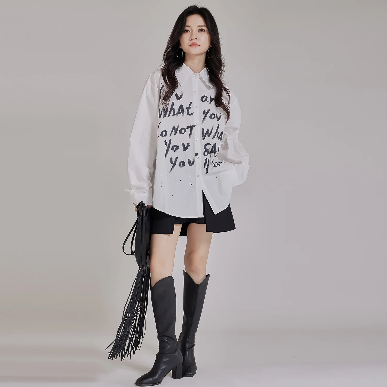 

Women's Loose Slimming Long Sleeve Shirts & Blouses Graffiti Letter Print Comfortable Fit Casual Top