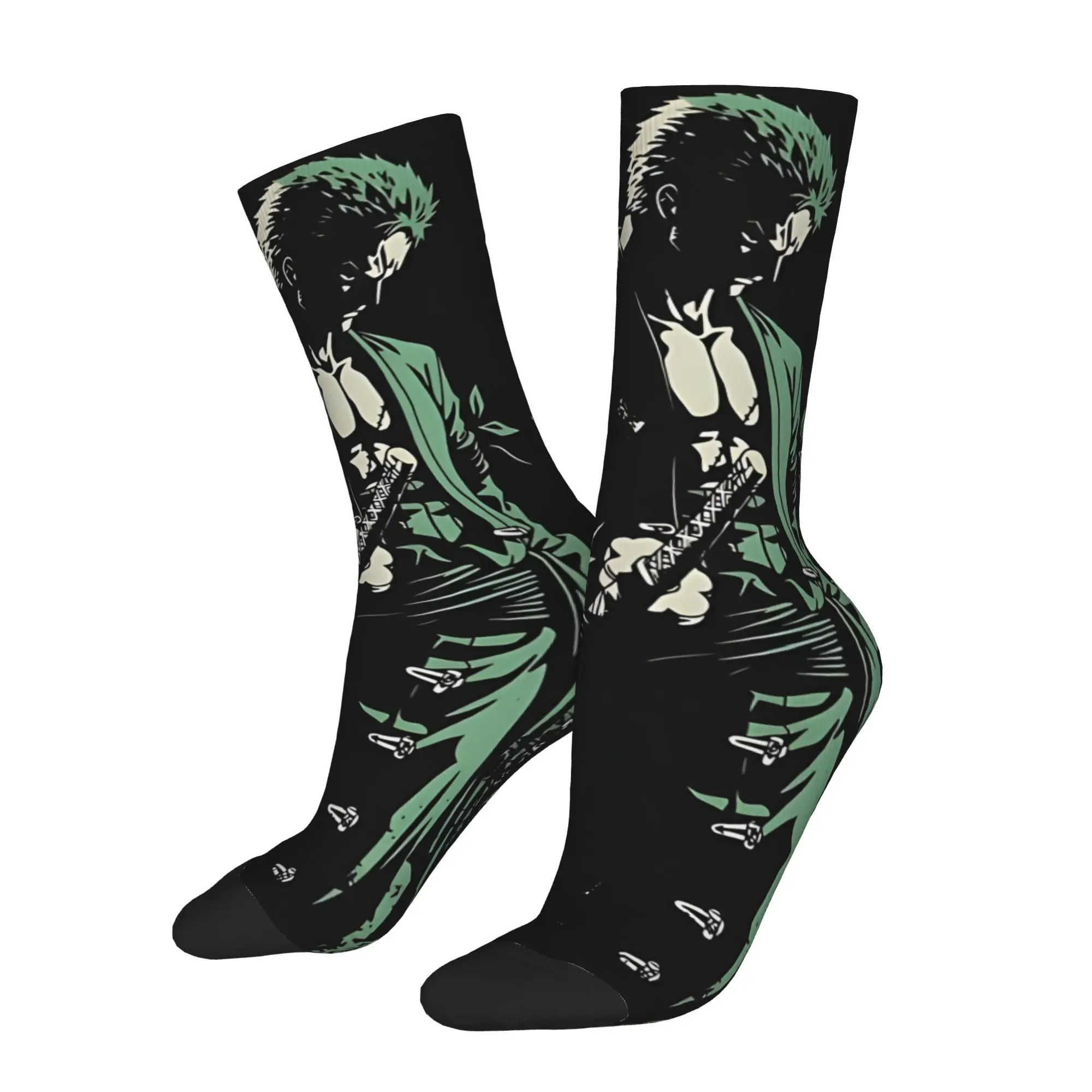 Funny Sock One Piece Shadow Roronoua Rock Seamless Pattern Printed Men Socks Casual Men's Socks