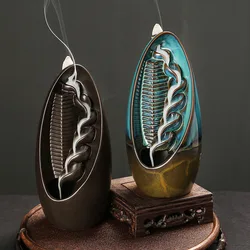 Ceramic Incense Burner Smoky Waterfall Aromatherapy Diffusers Ornament Reflux Incense Burner Alpine Flowing Water Burner Crafts