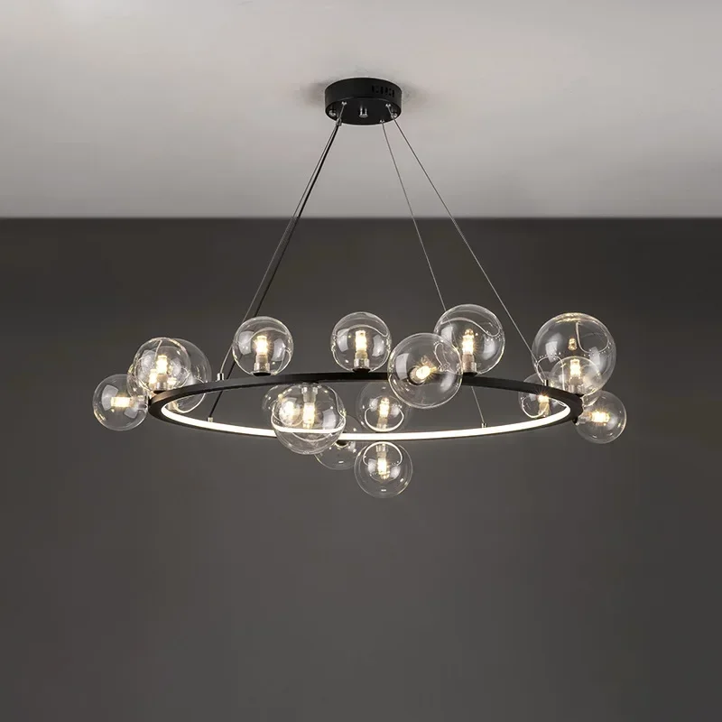 Imagem -03 - Nordic Glass Ball Chandelier For Dining Room Luz Pequena Bolha Cabeceira do Quarto Sala de Estar