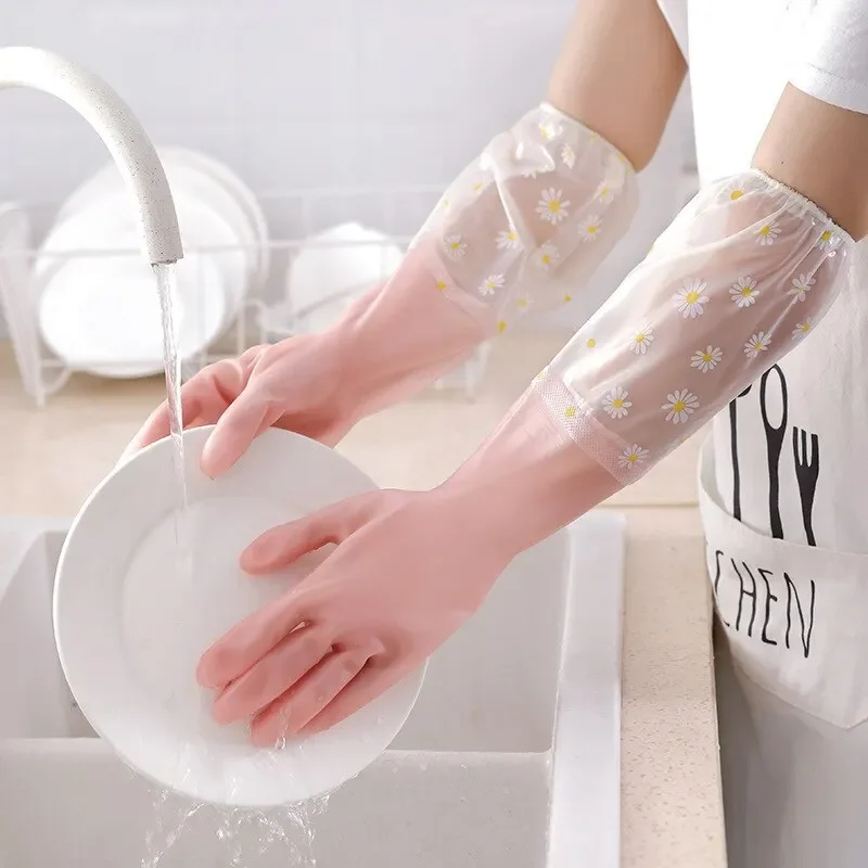 Waterproof Cleaning Gloves for Kitchen Household and Laundry - Wear Resistant Rubber Gloves