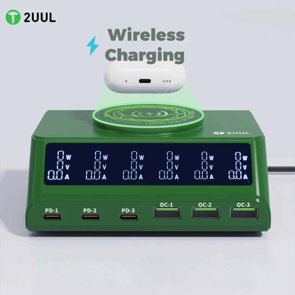 

2UUL PC11 Wireless Fast Charging Station | Multi-Port Desktop Charger for IPhone 17 Series & Multiple Devices