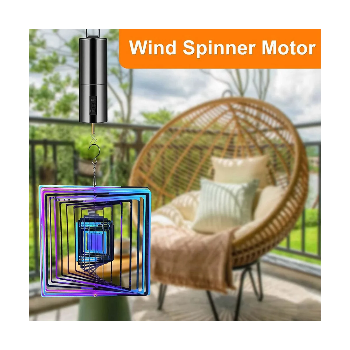 Vent Spinner Motor Face Display, à piles, rotatif, multi-usages, décor de cour, 4 pièces