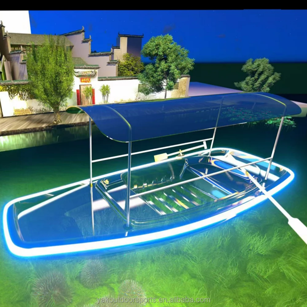 Crystal Boat PC Transparent Eco-friendly Ka Lakes Rivers Drifting Laser Carved Scenic Spot 7+ People 1 Year Warranty