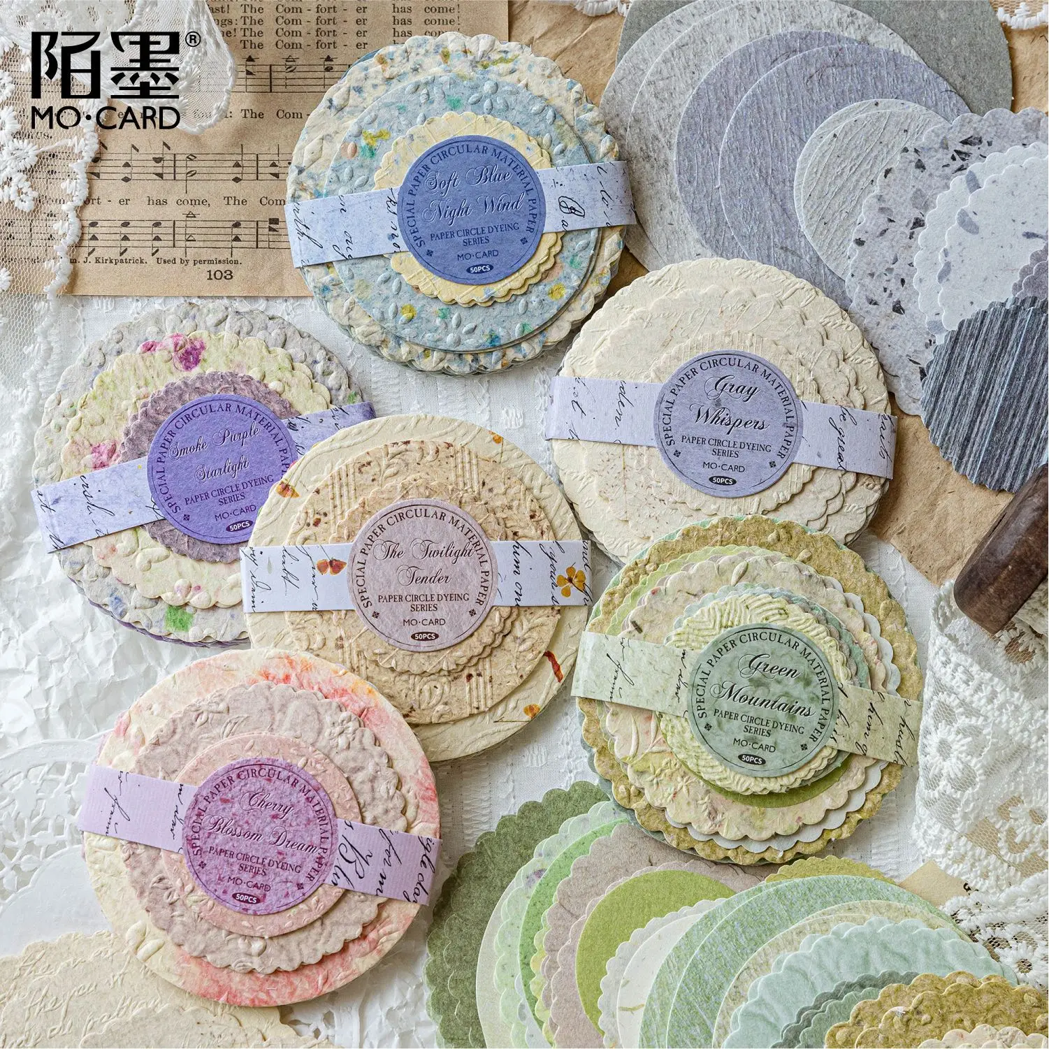 24sets/lot Memo Pads Material Paper Circular paper between papers Junk Journal Scrapbooking  Background Decoration stationery
