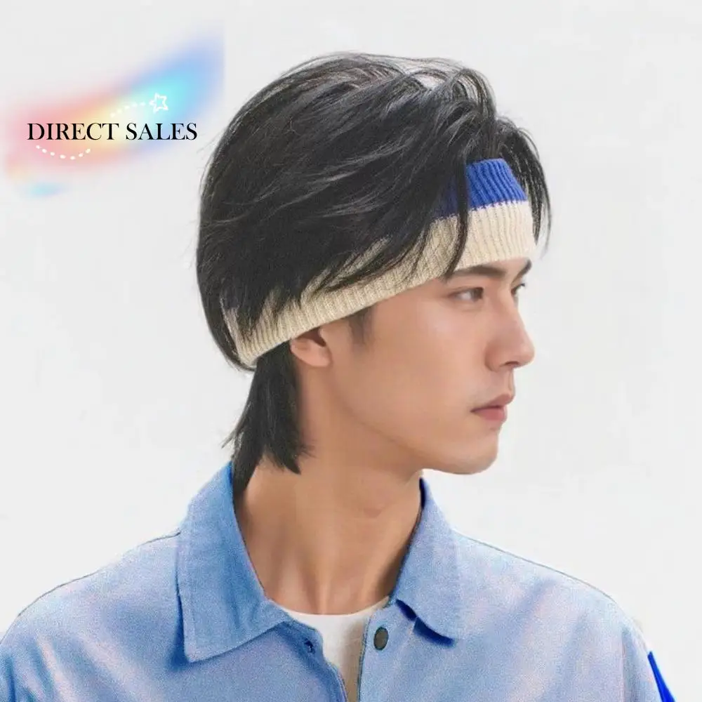 

Fashion Stretchy Knitted Headband Soft Woolen Yarn Workout Headband Letter Wide Contrast Color Headwrap Hair Styling Accessory