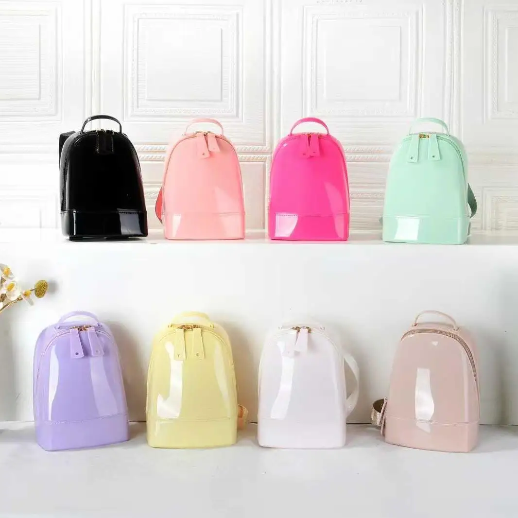 New Adult Girls Mini Size Waterproof Jelly Bag Cute Women Double Strap Book Bag Parent-child Candy Color Backpack