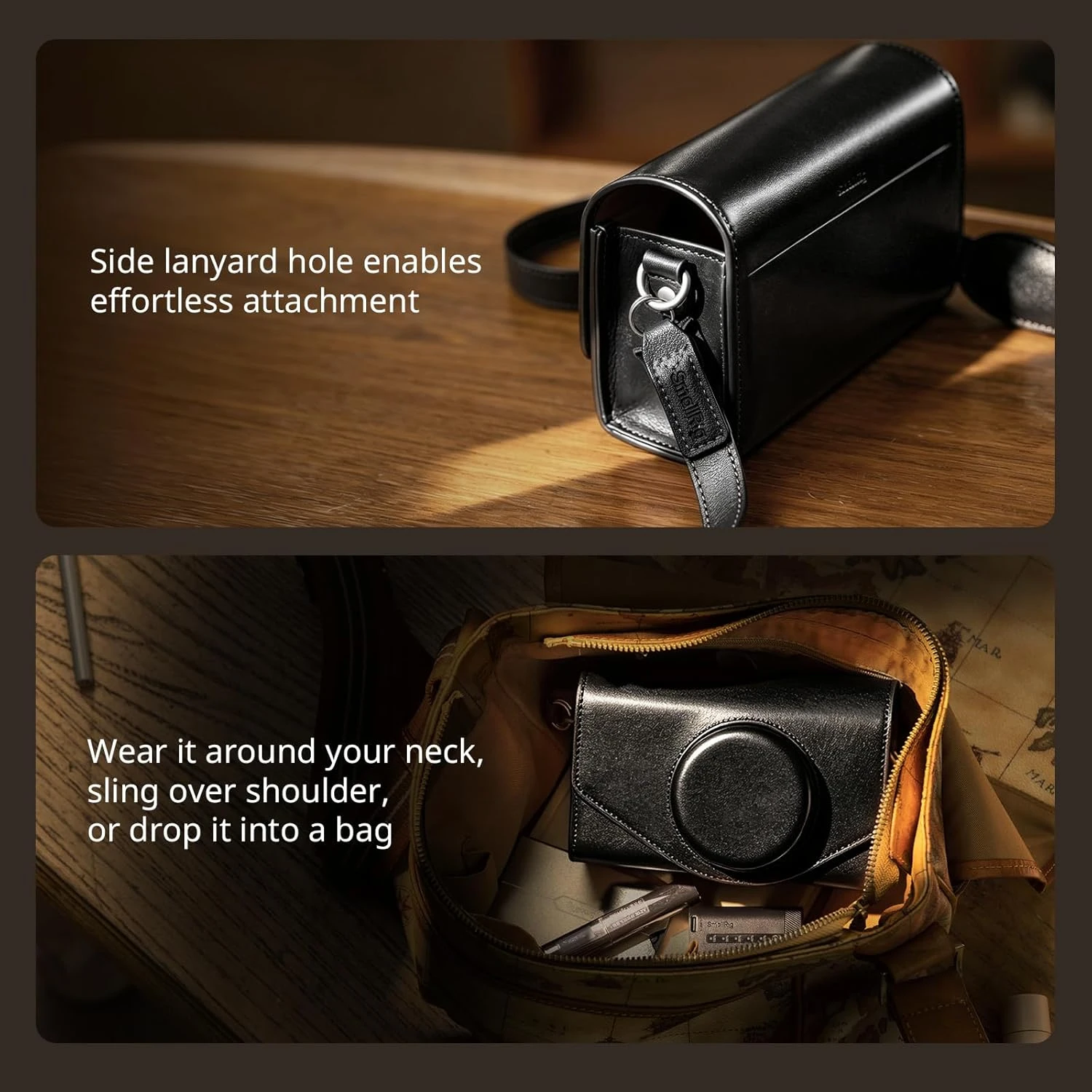SMALLRIG Leather Case Bag for FUJIFILM X-E5 X100VI Carrying Case with Magnetic Closure Compact Storage Crossbody Shoulder Strap