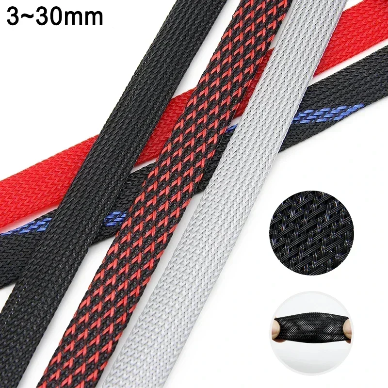 2M High Density PET Braided Expandable Sleeve Dia 2 4 6 8 10 12 14 16 18 20 25 30 mm  Wire Wrap Insulated Nylon Protector Sheath