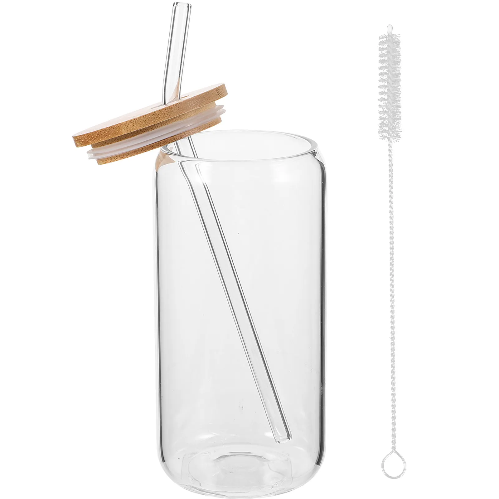 1Set Glass Coffee Cup Set Clear Leak Proof Drinking Cup with Bamboo Lid Straw for Hot Cold Beverages Cocktail Juice Milk Tea view 4