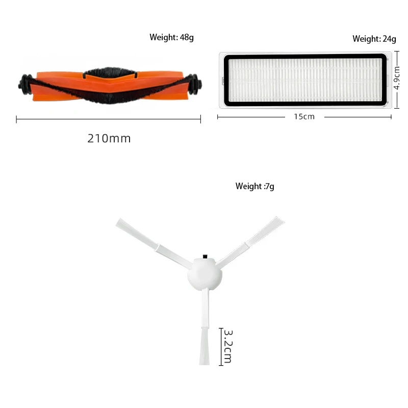 Aksesori suku cadang Filter Hepa sikat samping utama, rol penyedot debu Robot Xiaomi Mijia 3S B108CN