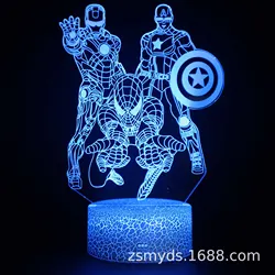 Anime Marvel Superhero Acrylic Light Plate Figure Board Touch 3D Remote Control Led Night Light Base Lamp Gifts Decor Hot toys