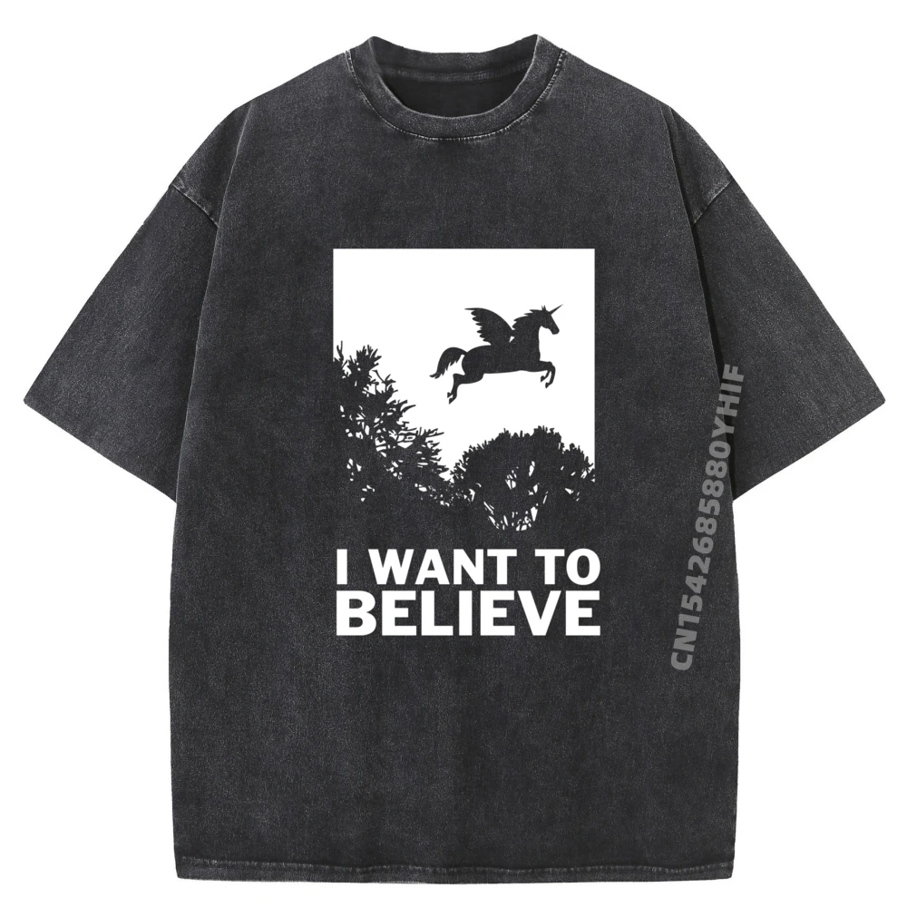 

Мужские футболки с единорогами I Want To Believe, мужские футболки с рисунком, футболка с принтом со скидкой, мужская стираная рубашка для отдыха