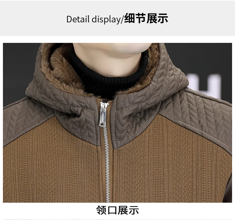 Casual 2025, Winter männer Verdicken Mit Kapuze Fleece Jacken Streetwear Winddicht Warme Plüsch Mäntel Jugend Slim Fit Tops Gepolsterte Parkas – Detail 17