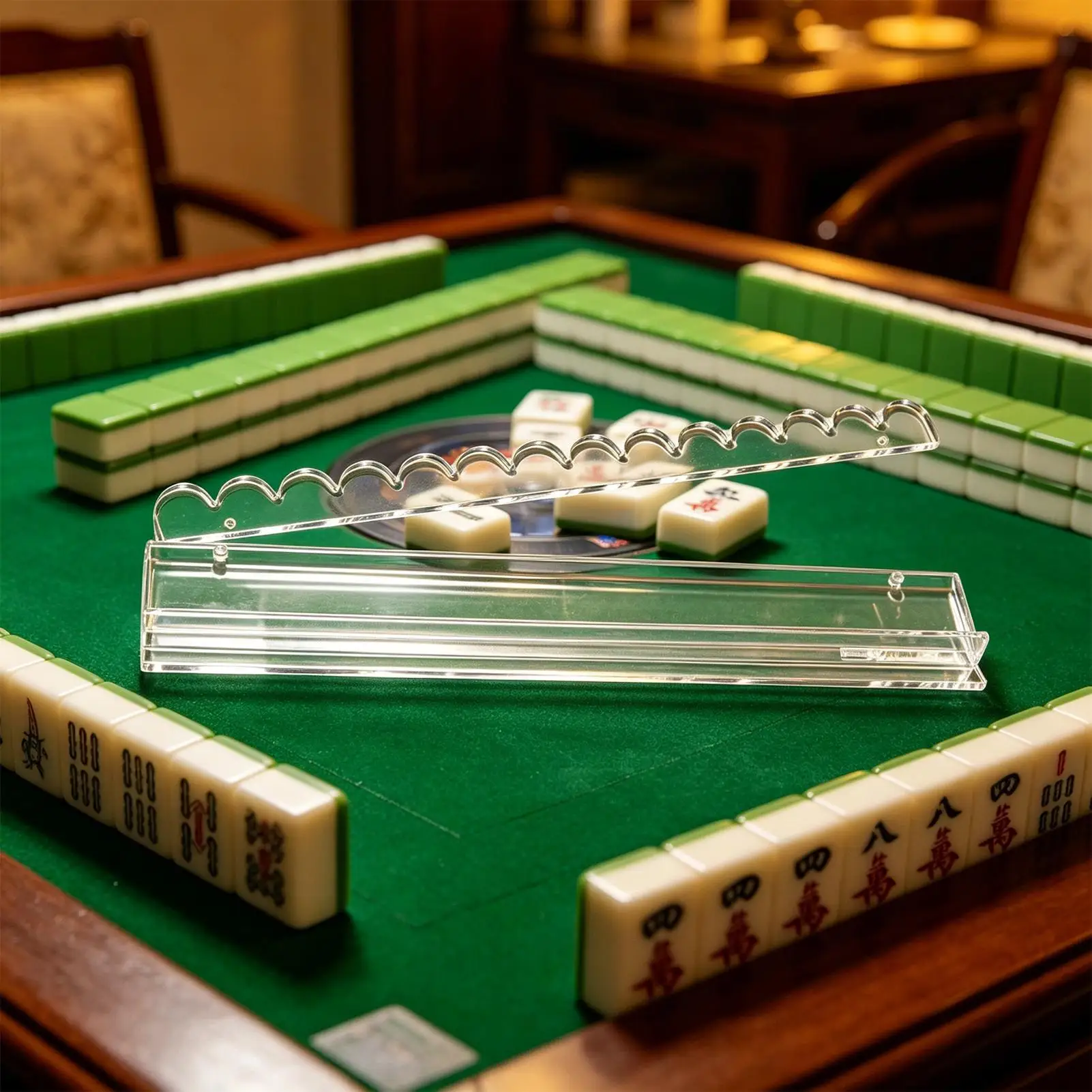 Mahjong Racks with Pusher Acrylic Magnetic Tray 20-inch American Mahjong Game Racks for Adults Beginners Women Men Players Game