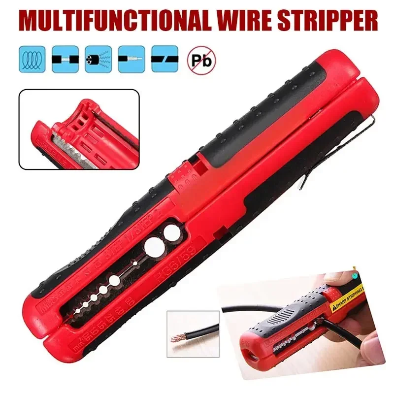 Automatic Wire Stripper with Clamp Portable Electric Wire Stripping Tool Cutter Pliers RG59 RG6 Coaxial Cable Stripper Hand Tool