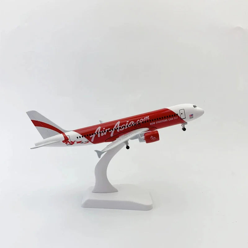 

20 см миниатюрная модель самолета Airasia Airlines A320, масштаб 1:400, металлический литой самолет с базовой коллекцией, подарок и дисплей