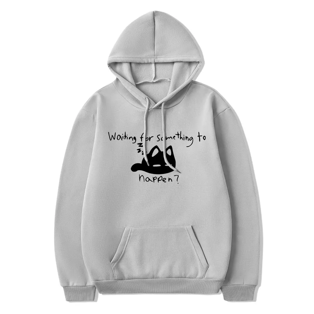 Manga Waiting for Something To Happen Omori Cat Print Hoodie Funny Cats Lover Sweatshirts Harajuku Anime Graphic Hoodies Unisex view 5