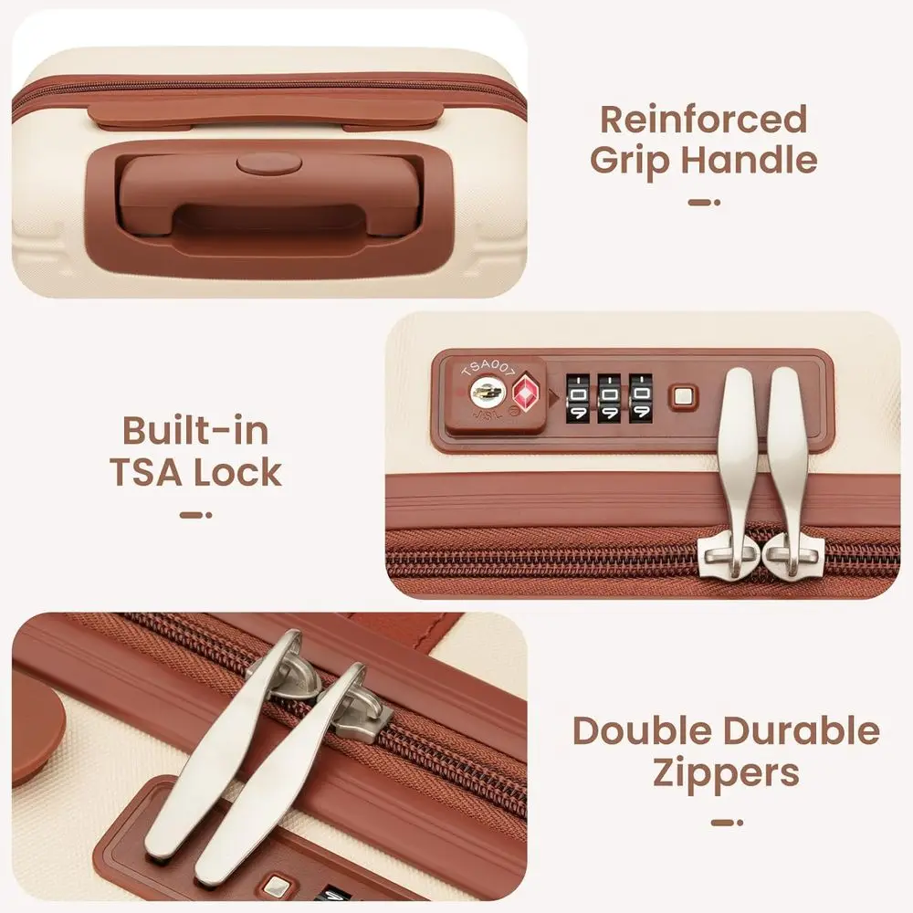 مجموعة أمتعة صلبة مكونة من 6 قطع مع عجلات دوارة، حقيبة حمل مُعتمدة من 20 TSA لأساسيات السفر #5