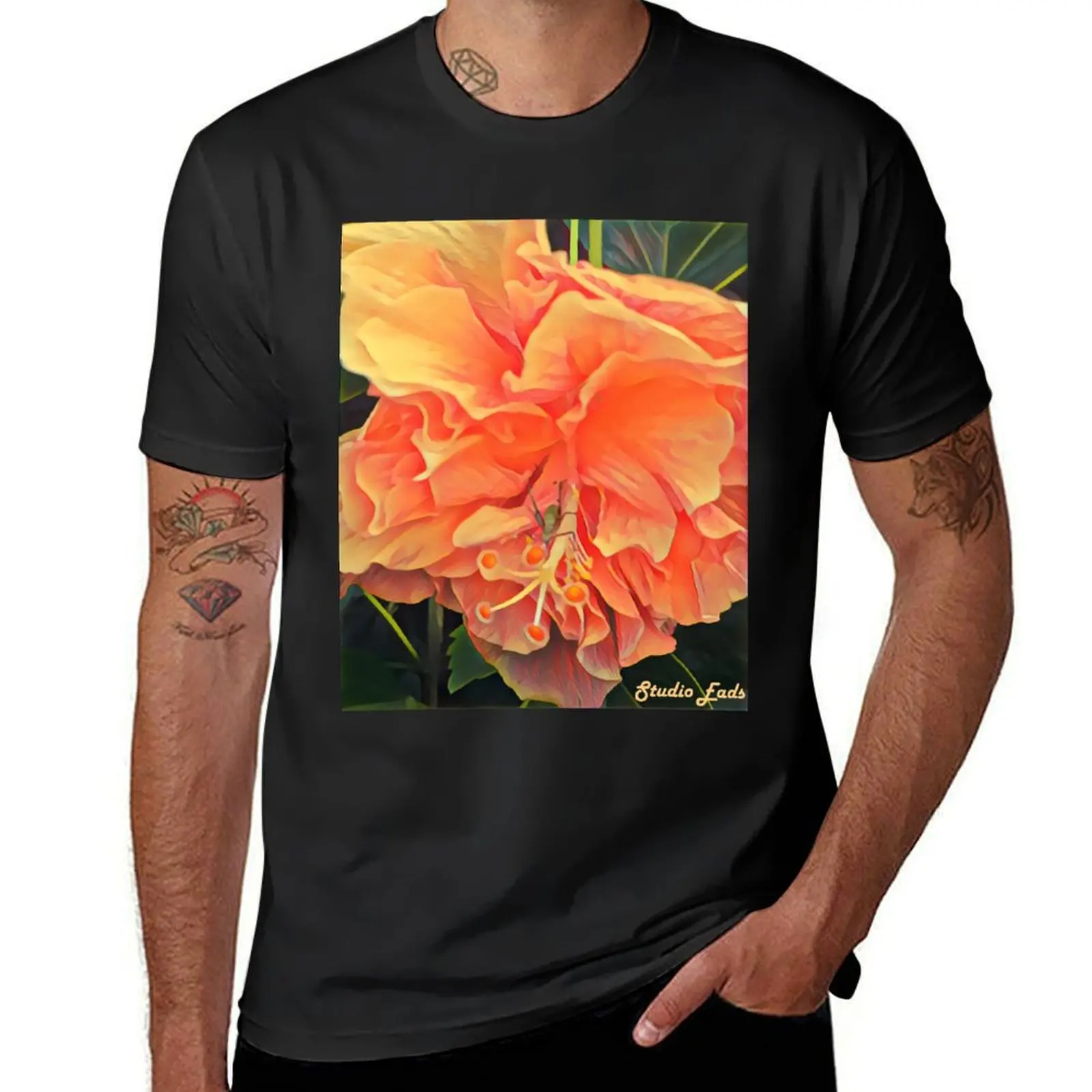 Grasshopper on Orange Flower T-Shirt customizeds anime clothes summer tops mens t shirts pack