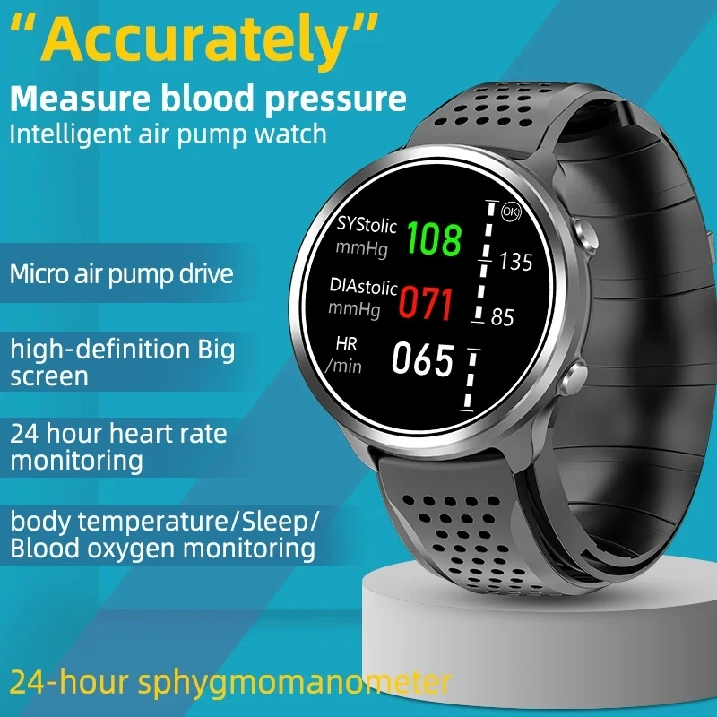 

2023 NEW MEDICAL Watch Men ECG Air Pump Blood Pressure Oxygen Heart Rate Accurate Temperature Real Data Smartwatch For Android