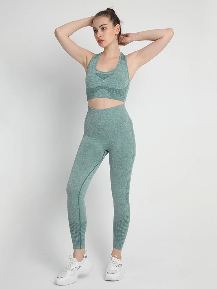 

Women Yoga Set 2 Pieces Workout Suit Sportswear Gym Clothes Fitness Leggings Sport Outfits for Woman Tracksuit Female Clothing