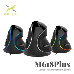 Delux M618 PLUS Vertical Mouse Gaming Wired Ergonomics Mice Wireless 6 Buttons 4000 DPI Optical Right Hand For PC Laptop