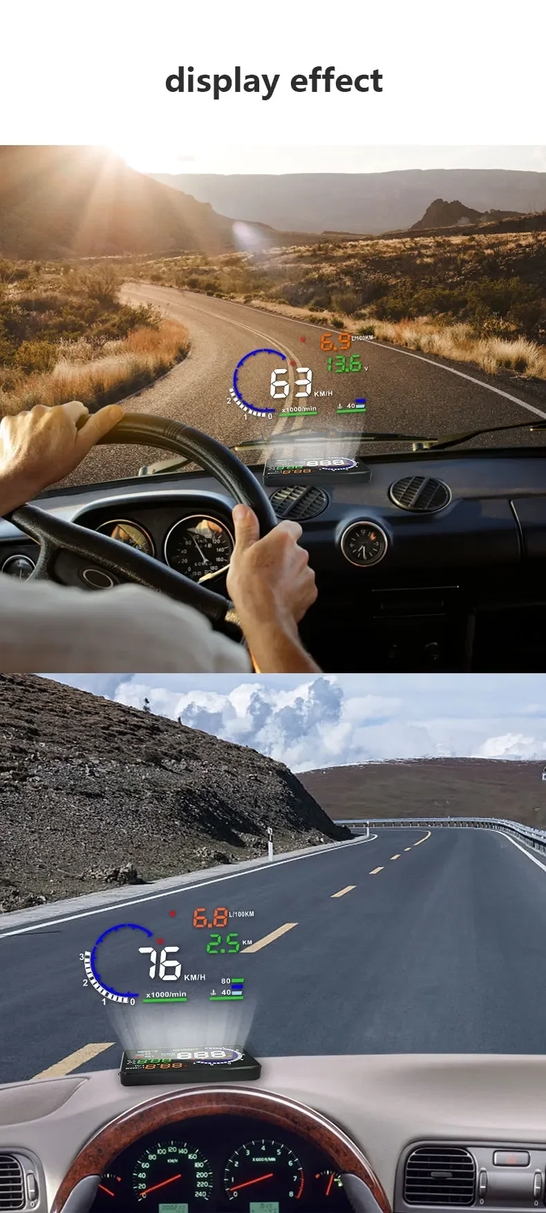 Auto Head-Up-Display RPM Tachometer A8 OBD HUD Head-up-Display Tachometer mit Geschwindigkeitswarnung Auto Elektronik Zubehör – Detail 28