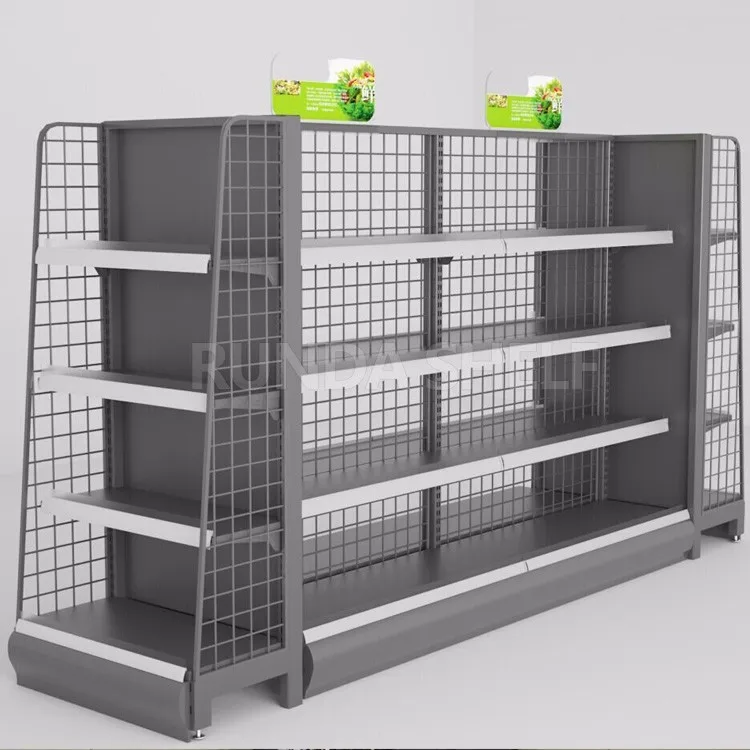 Single Sided Supermarket Shelves High-Strength Cold Rolling Steel Varnish Finish Display Rack Custom Size