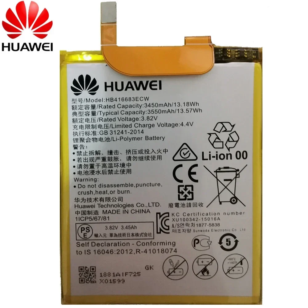 2024 Years Original New HB416683ECW Real 3450mAh Battery for Huawei Google Ascend Nexus 6P H1511 H1512 Battery+Tools+Stickers